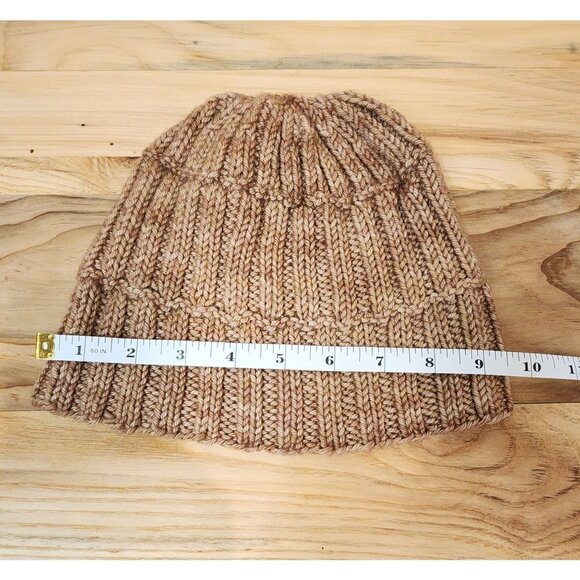 HANDMADE Rib Knit Beige Gradient Beanie Toboggan Hat Cap Unisex Women's Men's - Picture 7 of 8